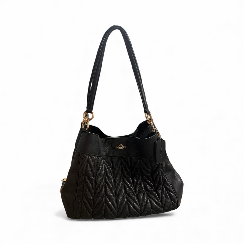 Coach Lexy Quilted Black Leather Shoulder Bag